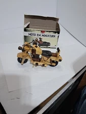 Wooden Motorcycle Replica In Original Box 6" Long & 3.5" Tall (b)