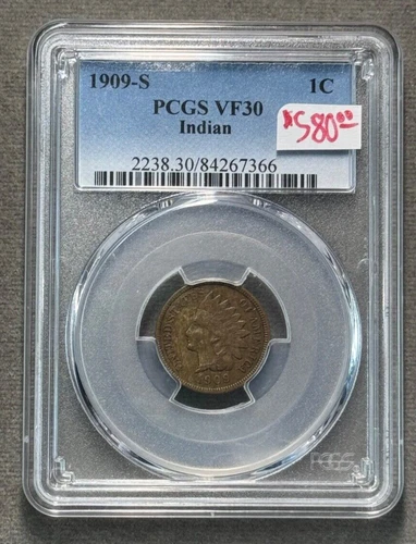PCGS 1909-S 1C Indian Head Cent VF30