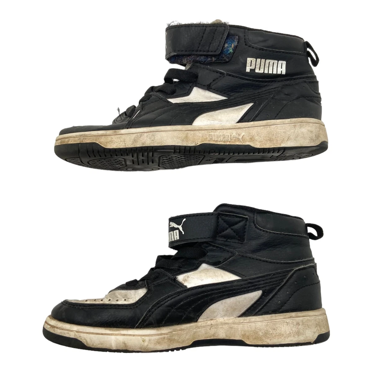 Puma Rebound Joy 374688 01 Kids Hi Top Trainers Sportswear Shoes Black White