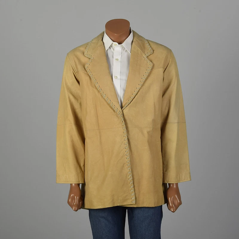  1990s blazer style whip stitch trim vtg jacket
