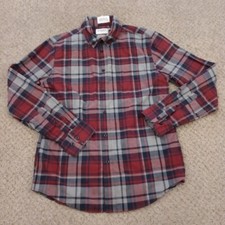 Goodfellow Shirt Mens Medium Red Plaid Long Sleeve Button Down Cotton Blend