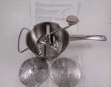 Weston Stainless Steel Food Mill 2 Quart Sieve With 3 Discs Fine, Medium, Coarse
