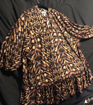YOURS LIMITED EDITION LEOPARD PRINT STYLE SMOCK TOP PLUS SIZE 30-32 ❤️  UK
