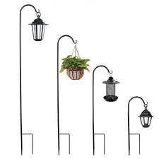 Black Shepherd Hook 65Inch Plant Outdoor Hanger Bird Feeder Pole Rust Resistant 