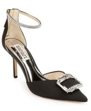 BADGLEY MISCHKA Black Crystal Rhinestone Embellished Marlow Point Toe Pumps 7.5