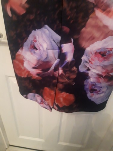 Pied A Terre Pink Purple Black Floral Sleeveless Dress Stretchy Size 14 Wedding - Picture 9 of 12