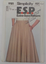 SIMPLICITY PATTERN #9181 MISSES FULL CIRCLE SKIRT WOMENS ESP SZ 10-14 UNCUT 1979