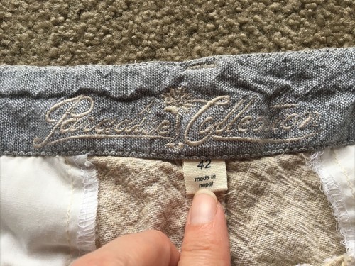 Paradise Collection Linen Cotton Shorts Mens 42 Khaki Bermuda - Picture 2 of 7