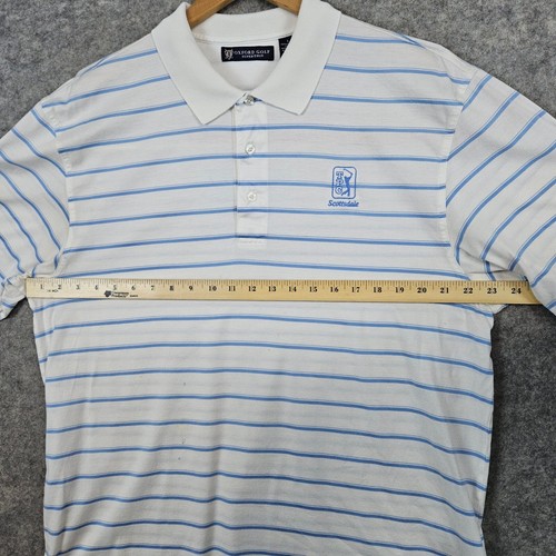 Oxford Golf Men's Super Dry Polo Shirt Size L Blue & White Stripes Cotton SPOTS - Picture 9 of 11