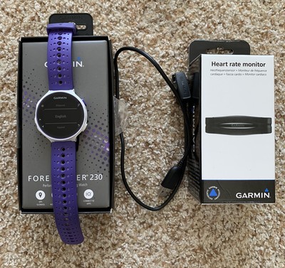 Garmin Forerunner 230 GPS Running Watch Purple w/Heart Rate Strap NICE! White | eBay
