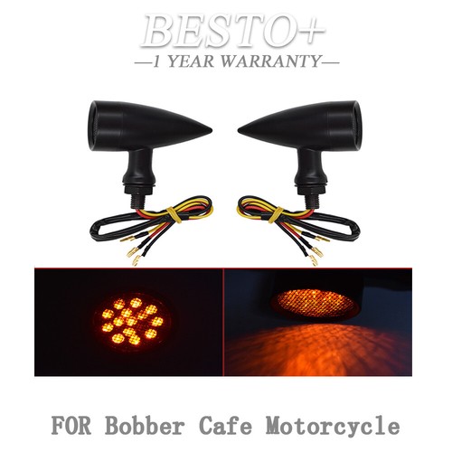 4 Pcs LED Bullet Turn Signal Lights For Harley Honda, Black/Red/Amber, 12V