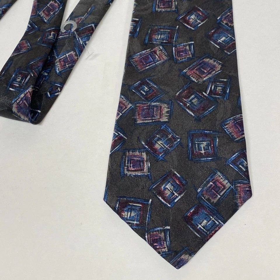 PIERRE CARDIN Tie Multi Abstract VTG 80s 90s Saved By The Bell Made In USA S3 - Image 4 of 4