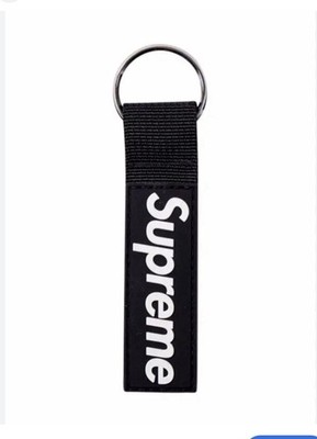 Supreme Webbing Key Chain Keyring Black/White Logo One Size SS26A135