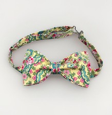 Custom Mens Yellow Floral Bow Tie Pre-tied Adjustable Handmade bowtie