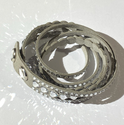 Swarovski gestempelte Halskette Nieten Kristalle Chocker grau bis 15''