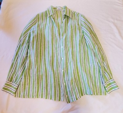 Giangi Napoli Womens Oxford Button Down 100 % linen Collared 