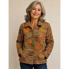 Coldwater Creek Petite Large PL Tapestry Jacket Embroidered Floral Boho