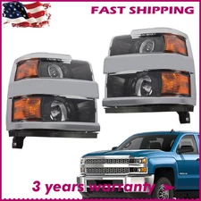 Halogen Projector Headlight LH&RH For 2015-2019 Chevy Silverado 2500HD 3500HD
