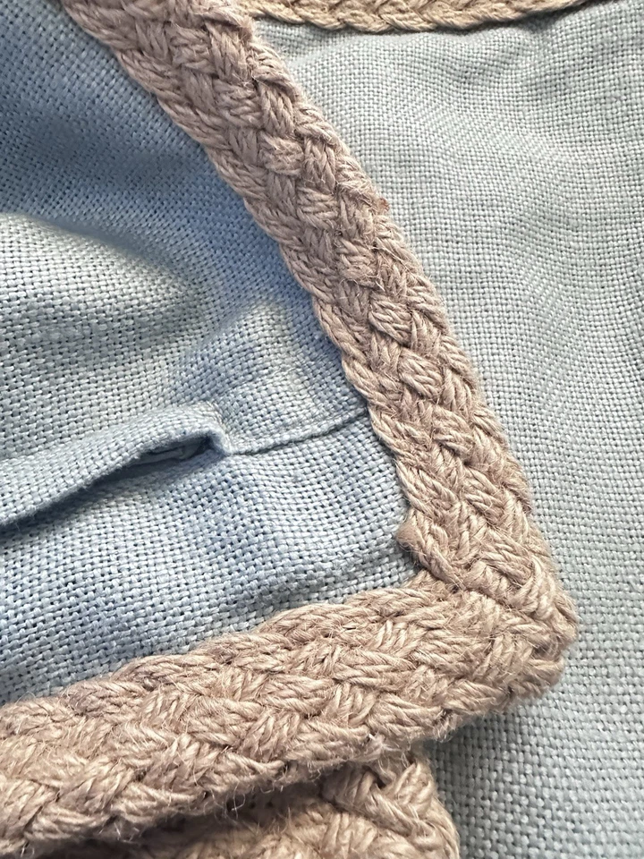 (2) NWOT POTTERY BARN 20”x20” Green 100% Linen Braided Jute Edge Pillow Covers - Image 4 of 4