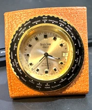 Black Starr & Frost Swiss Travel World Miniatures Clock with Alarm