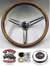 1968-1972 Corvette Wood Steering Wheel Crossed Flags 15 Muscle Car Walnut 1968-1972 Corvette Wood Steering Wheel Crossed Flags 15 Muscle Car Walnut
