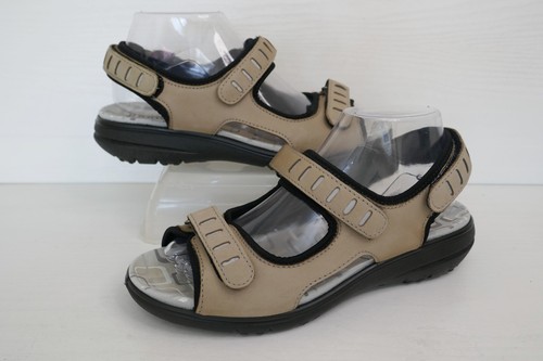 HOTTER SCARLETT FAWN NUBUCK LEATHER ADJUSTABLE RIPTAPE ACTIVE SANDALS UK 5.5EXF - Picture 2 of 16