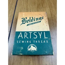 Vintage Beldings Artsyl Sewing Thread Box Spools Shade 117 Orange