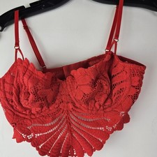 NWT Aerie Red Balconette Bra Size 32C Lace Real Good Floral