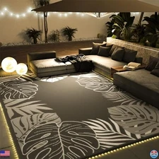 COCOER 6x9 Tropical Outdoor Rug - LED Reversible Waterproof Quick Dry Area Rug
