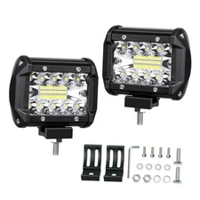  4 Inch LED Pod Lights, 2PCS 120W 12,000LM Triple Row Flood Spot 4inch White D4
