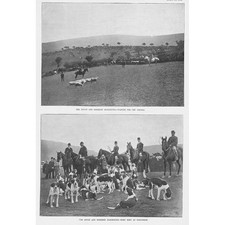 The Devon & Somerset Staghounds First Meet at Cloutsham - Antique Print 1892
