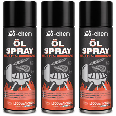 bio-chem Öl-Spray Rapsöl Backtrennspray für Grill, Airfryer,Pfanne 3x 200 ML