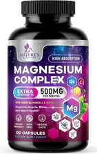 Magnesium Complex Supplement 500 mg - 5 in 1 High Absorption Chelated Magnesium