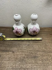 Vintage 1940s Helen Motney California Pottery ~ Floral Oil & Vinegar Cruet Set