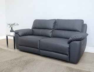 CLEARANCE Seville 3 Seater Recliner Sofa Grey Premium Faux Leather T13740
