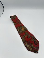 Vintage Burberrys Tie Mens One Size Burgundy Silk Paisley Made in England 90s