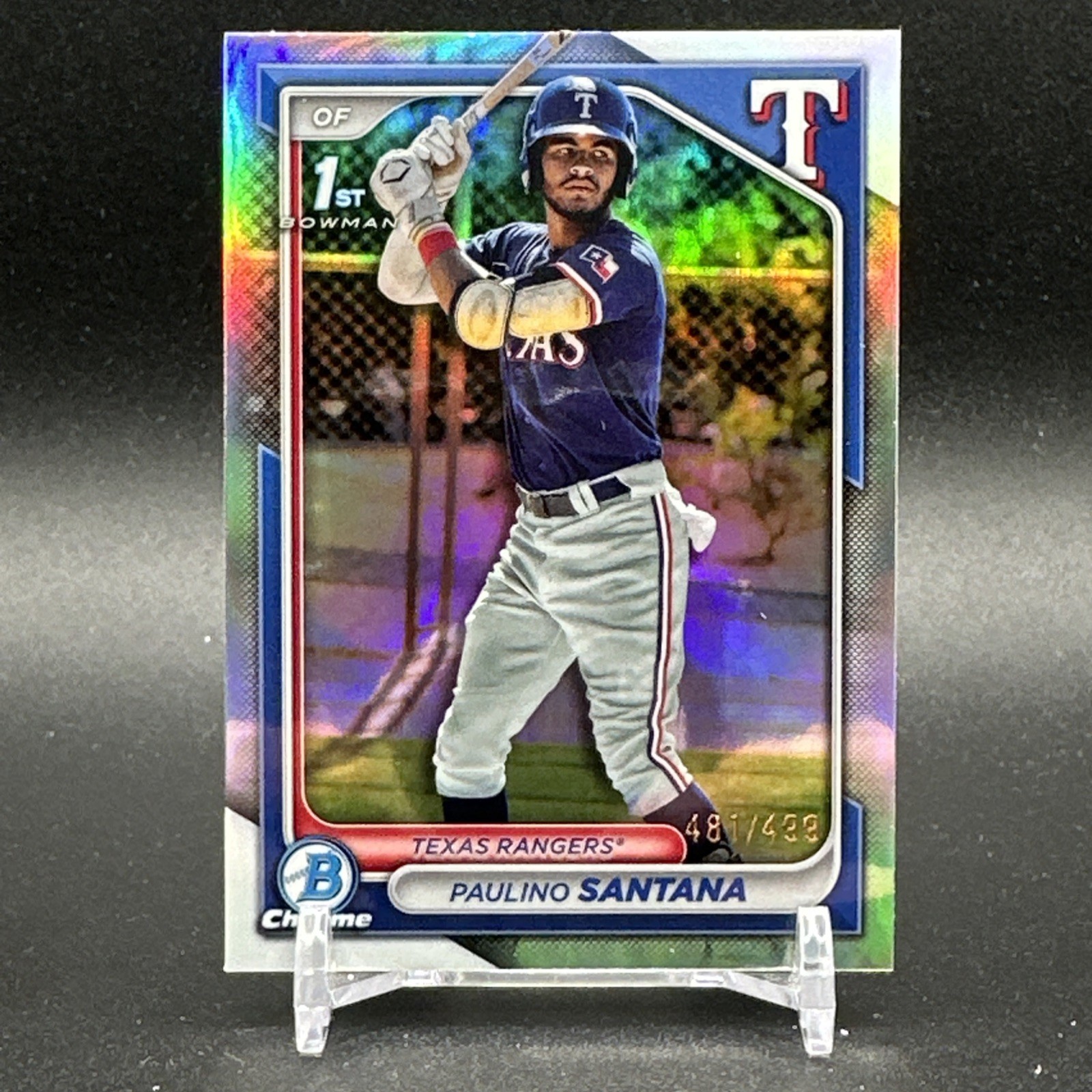 Paulino Santana 2024 Bowman 1st Chrome Refractor /499 Texas Rangers BCP-245