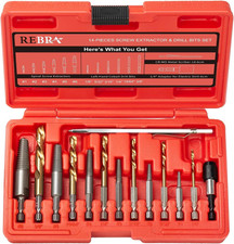 Screw Extractor and Left-Hand Drill Bit Set, Easy Out Broken Bolt Remover Revers