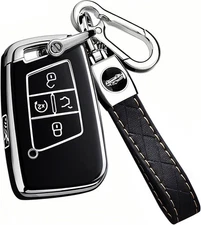 Montague Key Fob Cover for Volkswagen with Keychain, Premium TPU Black 