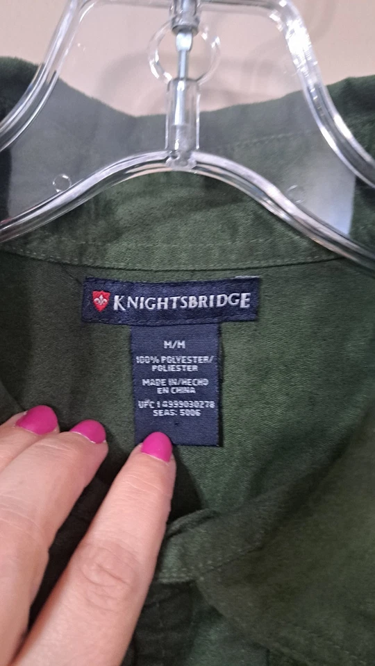 Hombres Knightbridge Verde Oscuro Manga Larga Gamuza Abotonada Talla M Foto 3 de 4