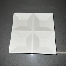World Market Serving Dish 6"x6" White With 4 Compartments