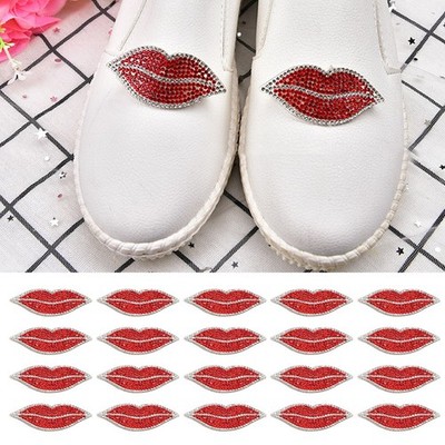 20Pcs Red Lip Rhinestones Resin Crystal Hot  Pattern Clothing Decoration