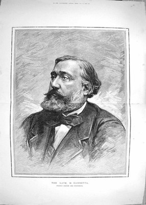 Original alter antiker Druck 1883 Portrait Gambetta französischer Redner Staatsmann 0 19.