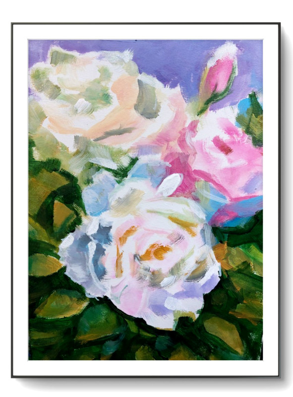 LOVELESS - "VIBRANT FLORAL BOUQUET" 11 x 15  on paper living room decor COA
