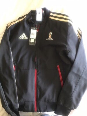 Boys Adidas Black Tracksuit Top, With Logo Of World Cup In Russia