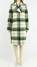Gianni Feraud Women's Yellow Long Double Breasted Checked Oversized Coat Uk 12