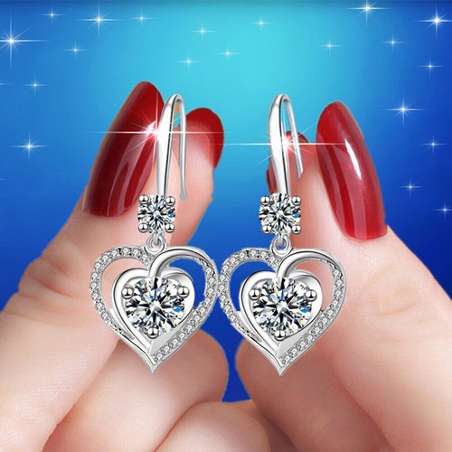 Crystal 925 Sterling Silver Swirl Hook Earrings Fashion Women UK Jewelry Gif17 - Picture 11 of 29