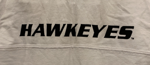 E5 College Classics Women's Large Iowa Hawkeyes Bling Logo V-Neck T-Shirt, White - Picture 7 of 11