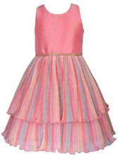 NWT Bonnie Jean Girls 10 Sleeveless Pink Bow Back Ruffle Special Occasion Dress