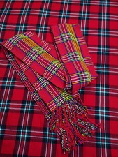 Modern Royal Stewart Tartan Highland 2 Ways Purled  Fringed Prime Fly Plaids.
